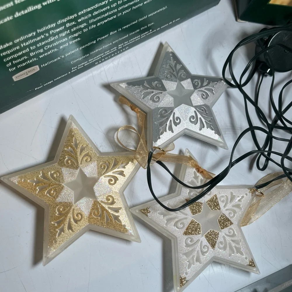 VTG Hallmark Illuminations Starlight Starbright Ornaments 4 Boxes